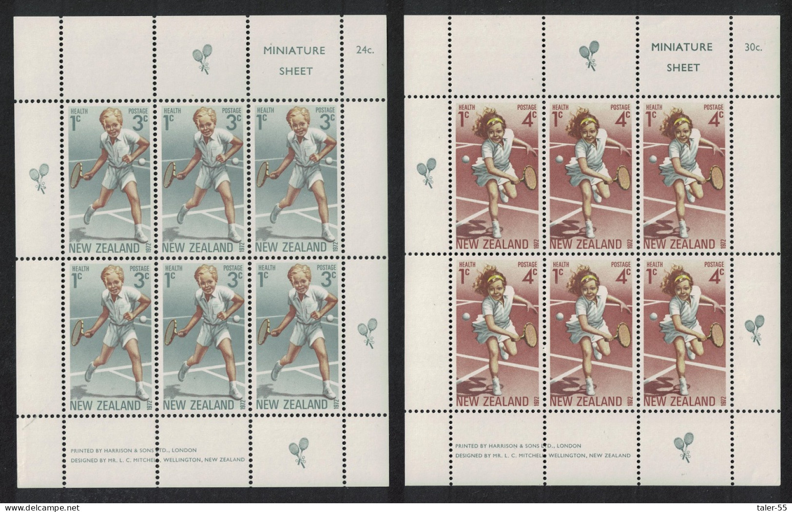 New Zealand Tennis Health Stamps MS 1972 MNH SG#MS989 - Ungebraucht