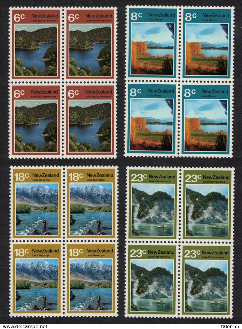 New Zealand Lake Scenes 4v Blocks Of 4 1972 MNH SG#993-996 Sc#507-510 - Ongebruikt