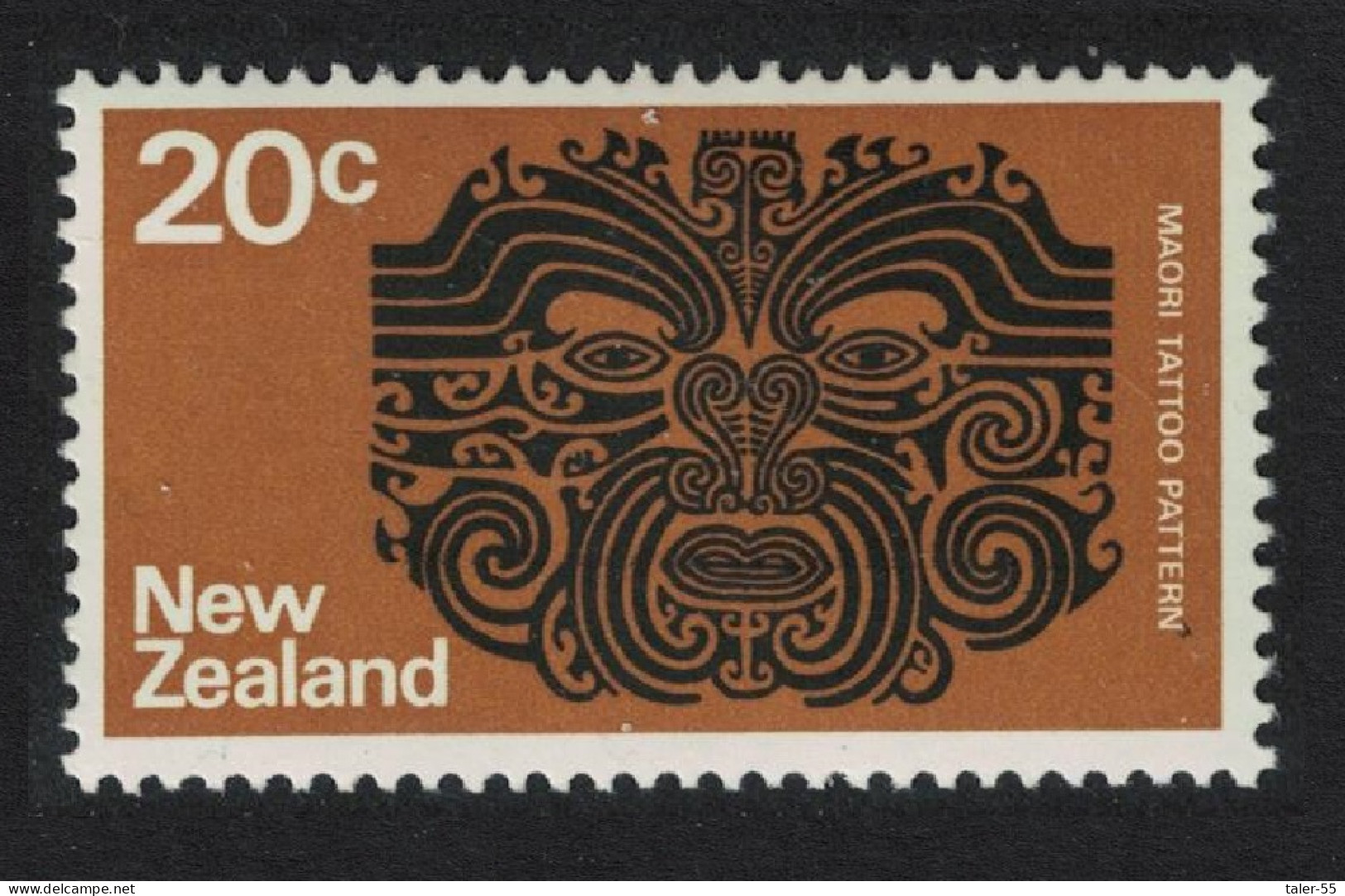 New Zealand Maori Tattoo Pattern 20c No Wmk 1971 MNH SG#1020 - Unused Stamps