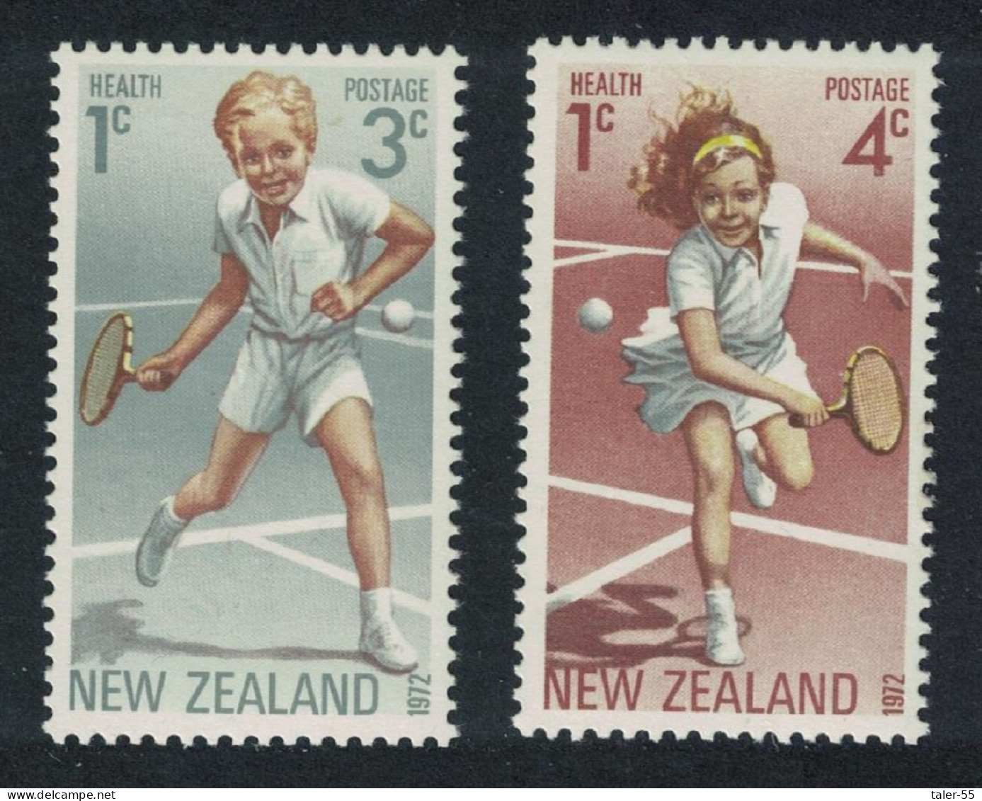 New Zealand Tennis Health Stamps 2v 1972 MNH SG#987-988 Sc#B85-B86 - Ongebruikt