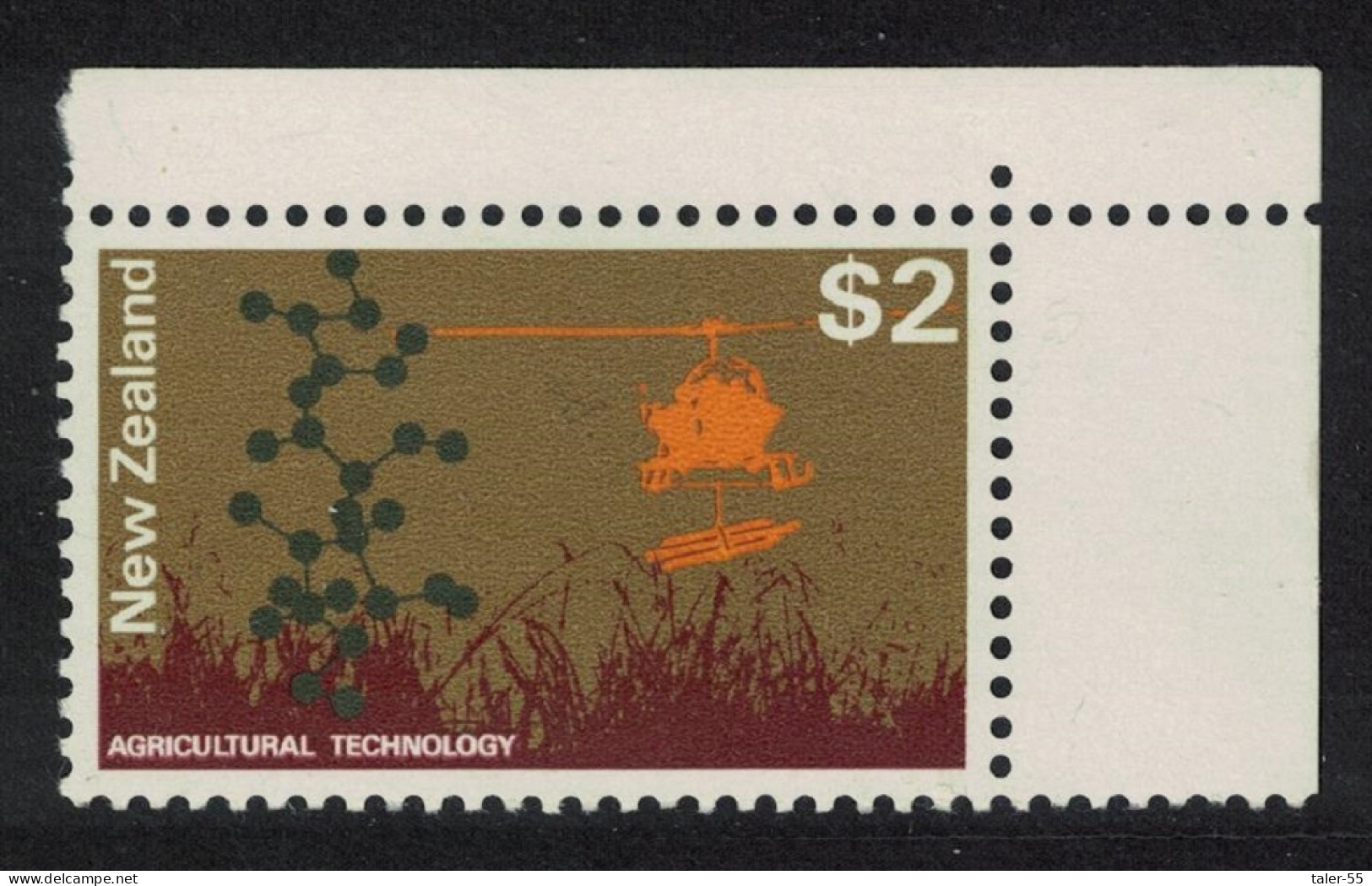 New Zealand Helicopter Agricultural Technology $2 1971 MNH SG#934 - Unused Stamps