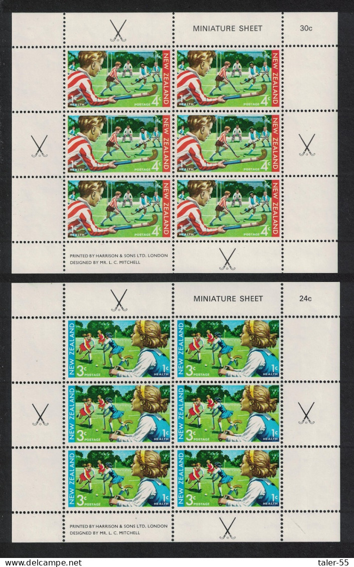 New Zealand Hockey Fields Health Stamps 2 MSs 1971 MNH SG#MS963 - Ungebraucht