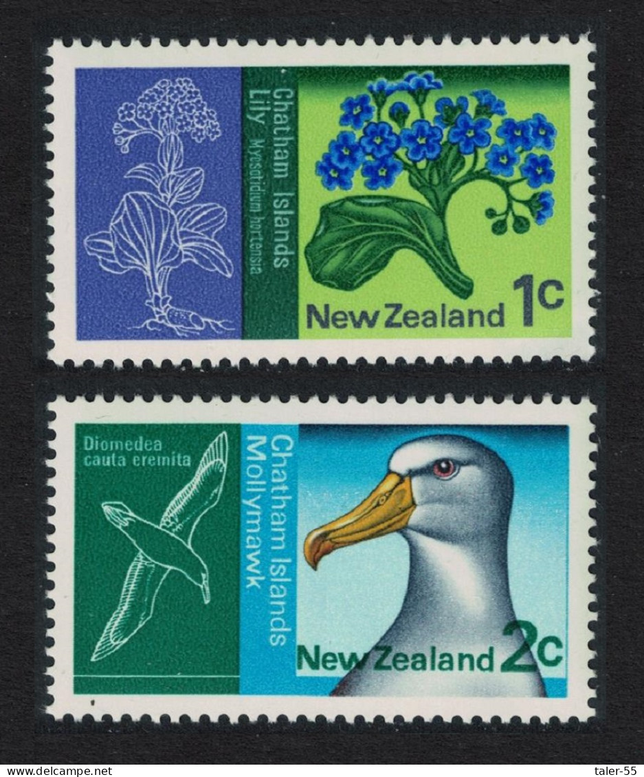 New Zealand Albatross Bird Flowers Chatham Islands 2v 1970 MNH SG#946-947 - Unused Stamps