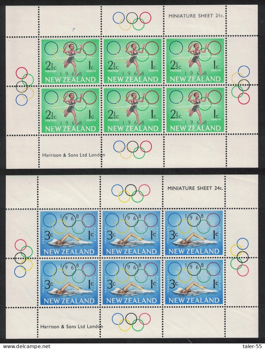 New Zealand Olympics Swimming Health Stamps MS 1968 MNH SG#MS889 - Neufs