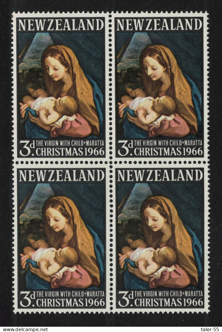 New Zealand 'The Virgin With Child' By Maratta Christmas Block Of 4 1966 MNH SG#842 - Nuovi