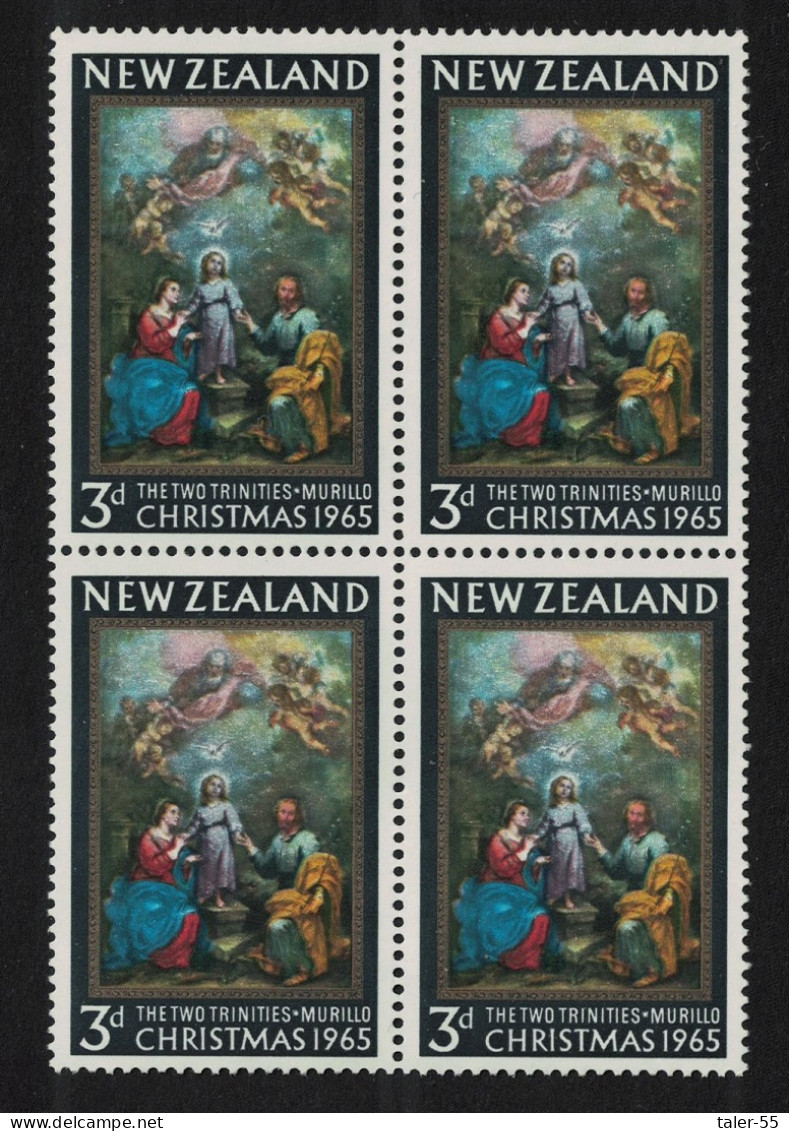New Zealand 'The Two Trinities' By Murillo Christmas Block Of 4 1965 MNH SG#834 - Ongebruikt