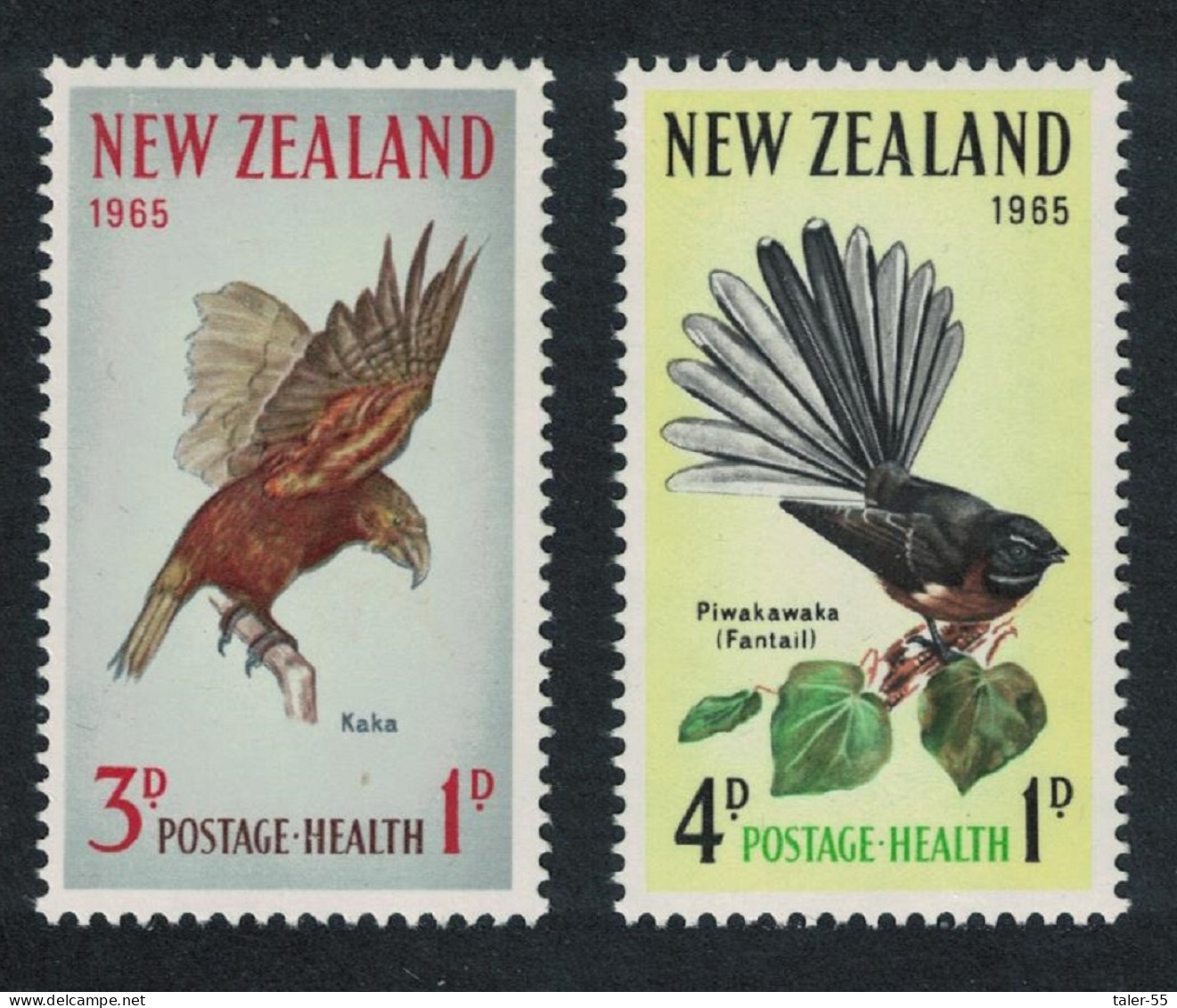 New Zealand Kaka Collared Grey Fantail Birds 2v 1965 MNH SG#831-832 MI#442-443 - Unused Stamps