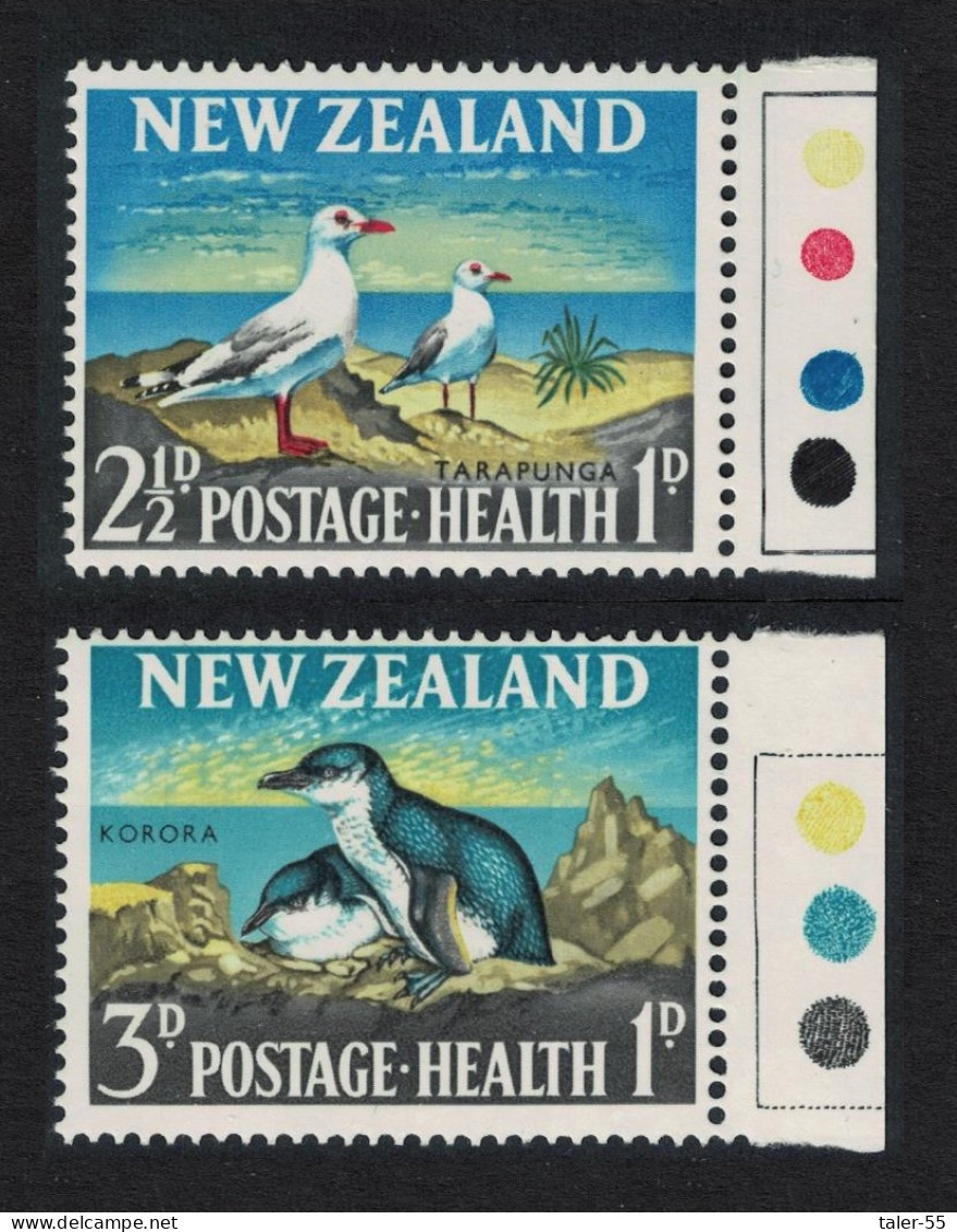 New Zealand Silver Gulls Penguins Birds 2v Margins Traffic Lights 1964 MNH SG#822-823 MI#433-434 - Nuevos