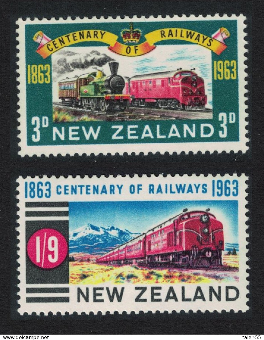 New Zealand Centenary Of New Zealand Railway 2v 1963 MNH SG#818-819 - Nuevos