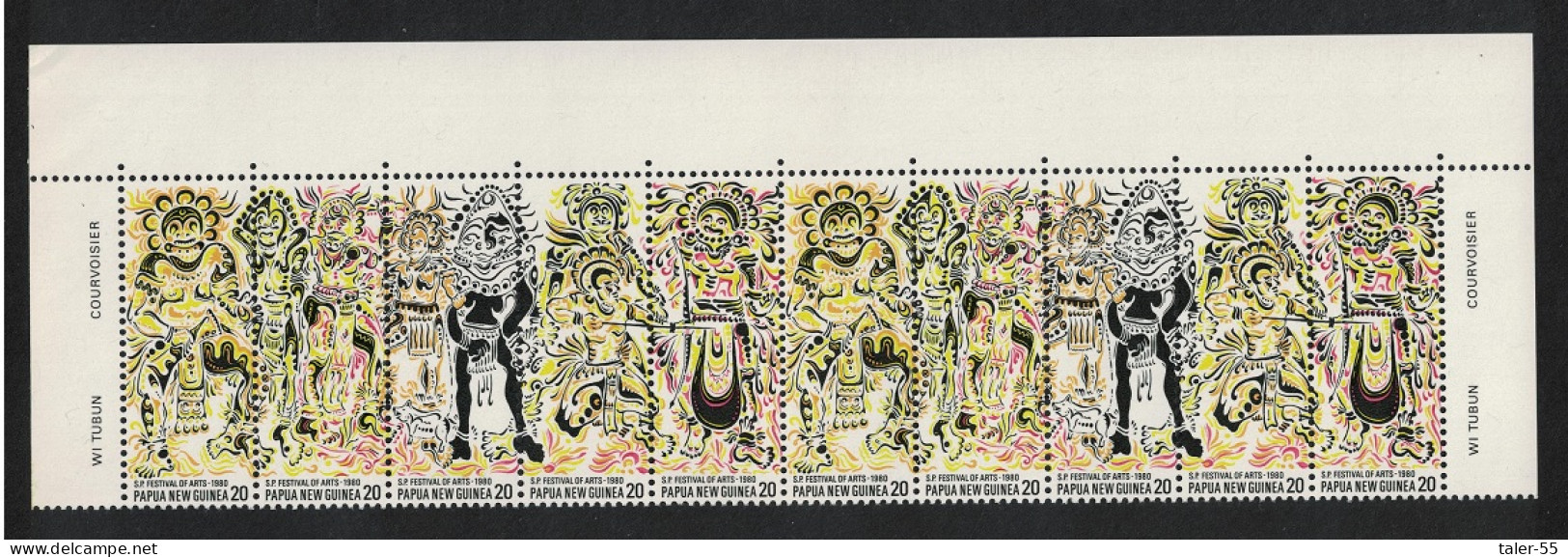 Papua NG South Pacific Festival Of Arts Double Strip UNFOLDED 1980 MNH SG#384-388 MI#385-389 Sc#516a - Papua-Neuguinea