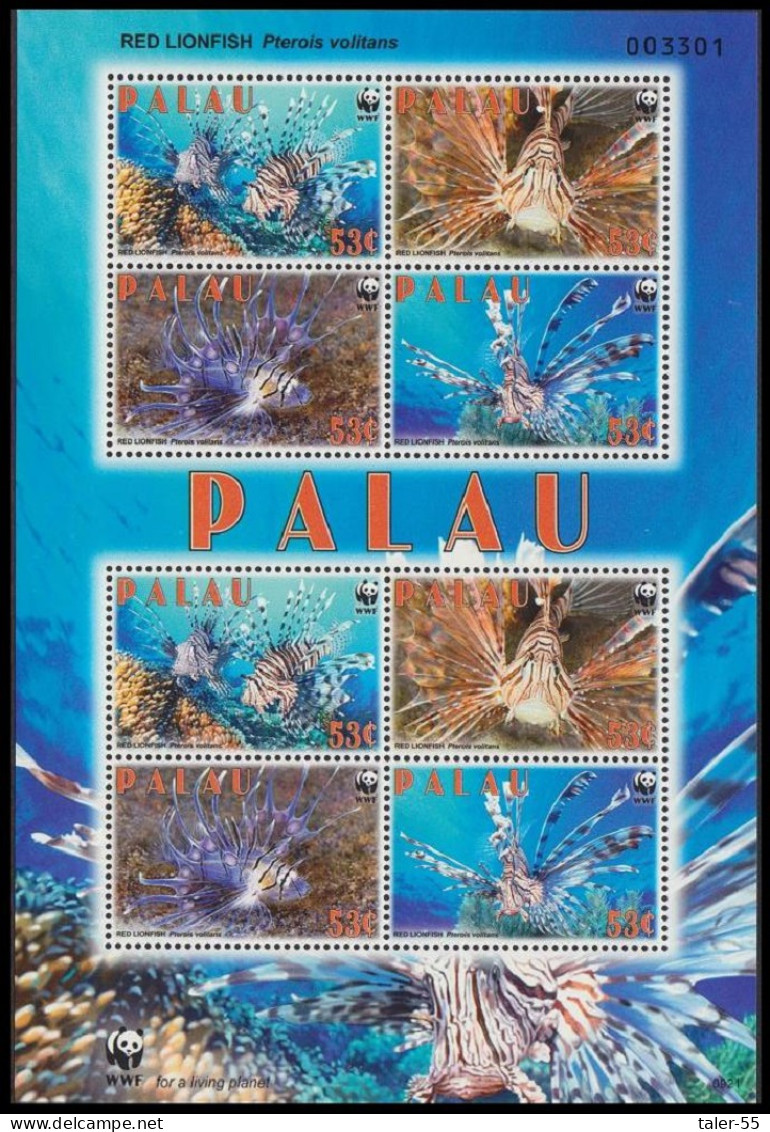 Palau WWF Red Lionfish 'Pterois Voltans' MS 2009 MNH SG#2379-2382 MI#2902-2905 Sc#992 - Palau