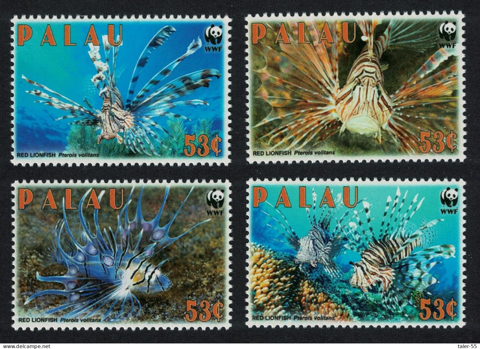Palau WWF Red Lionfish 'Pterois Voltans' 4v 2009 MNH SG#2379-2382 MI#2902-2905 Sc#992 - Palau