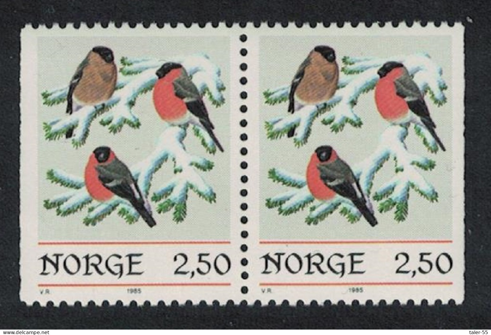 Norway Birds Wreath Northern Bullfinch 2.50 Kr Pair 1985 MNH SG#964 MI#939 Sc#872 - Ongebruikt