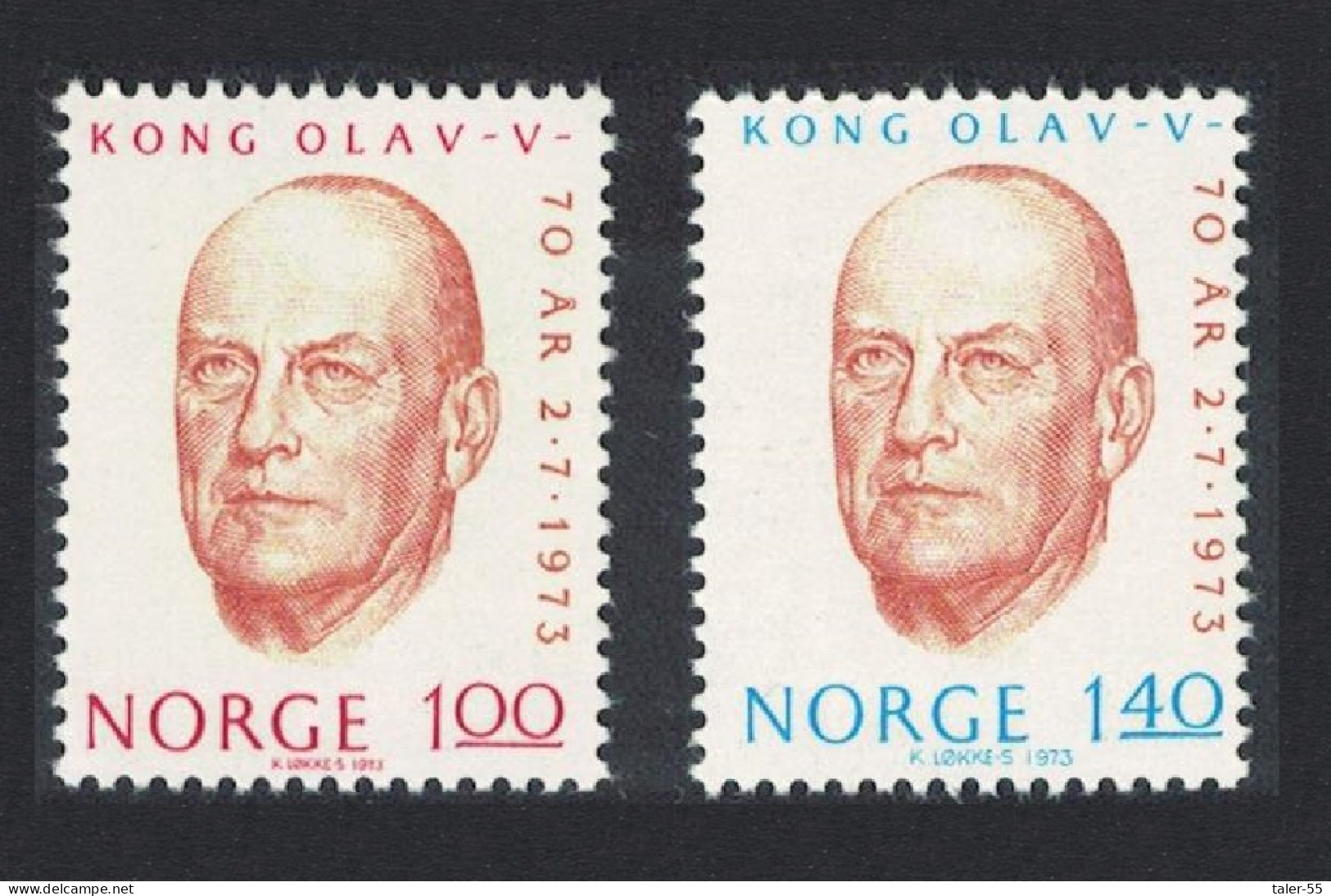 Norway King Olav's 70th Birthday 2v 1973 MNH SG#702-703 Sc#619-620 - Unused Stamps