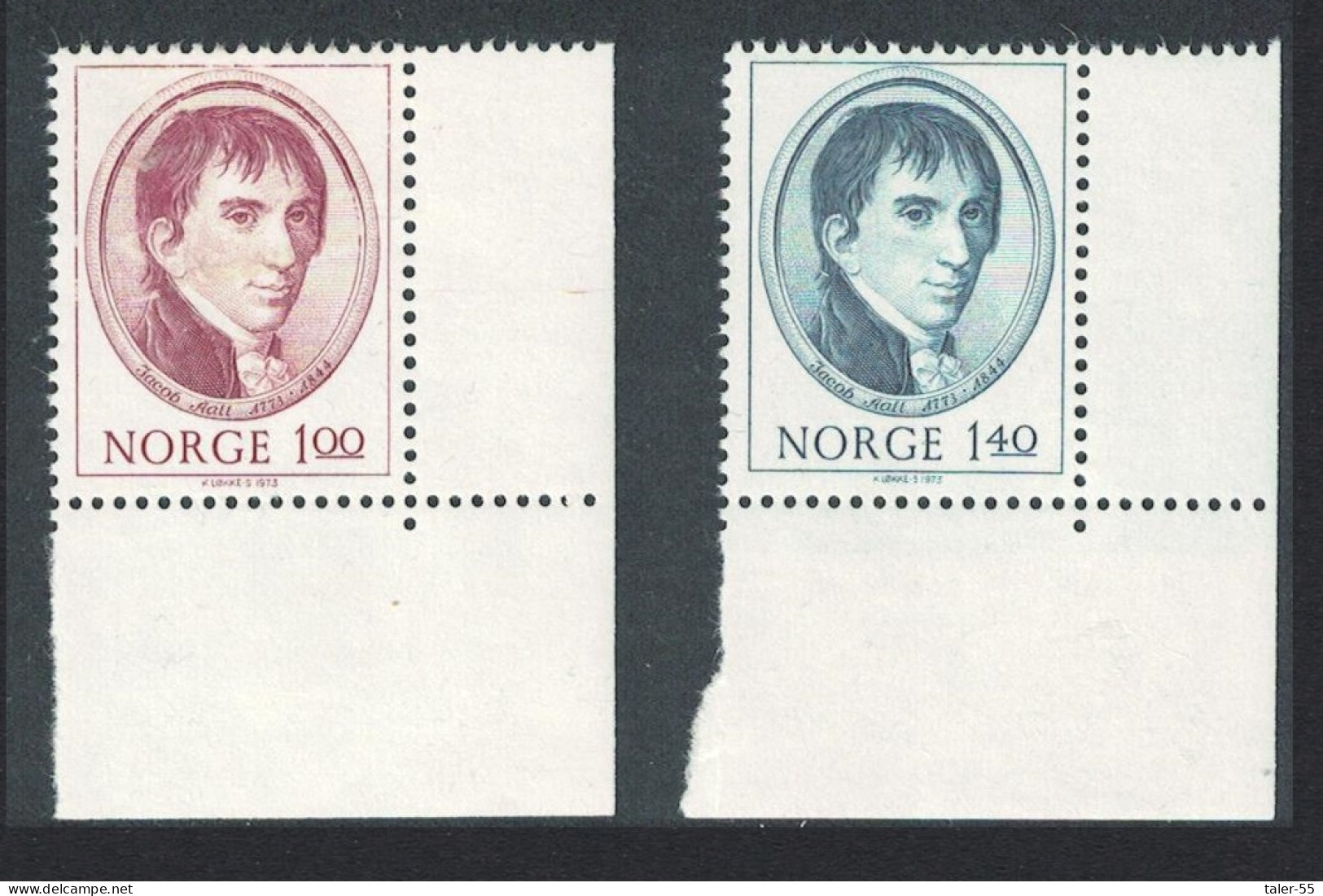 Norway Birth Centenary Of Jacob Aall Industrialist 2v SE Corners 1973 MNH SG#704-705 - Unused Stamps