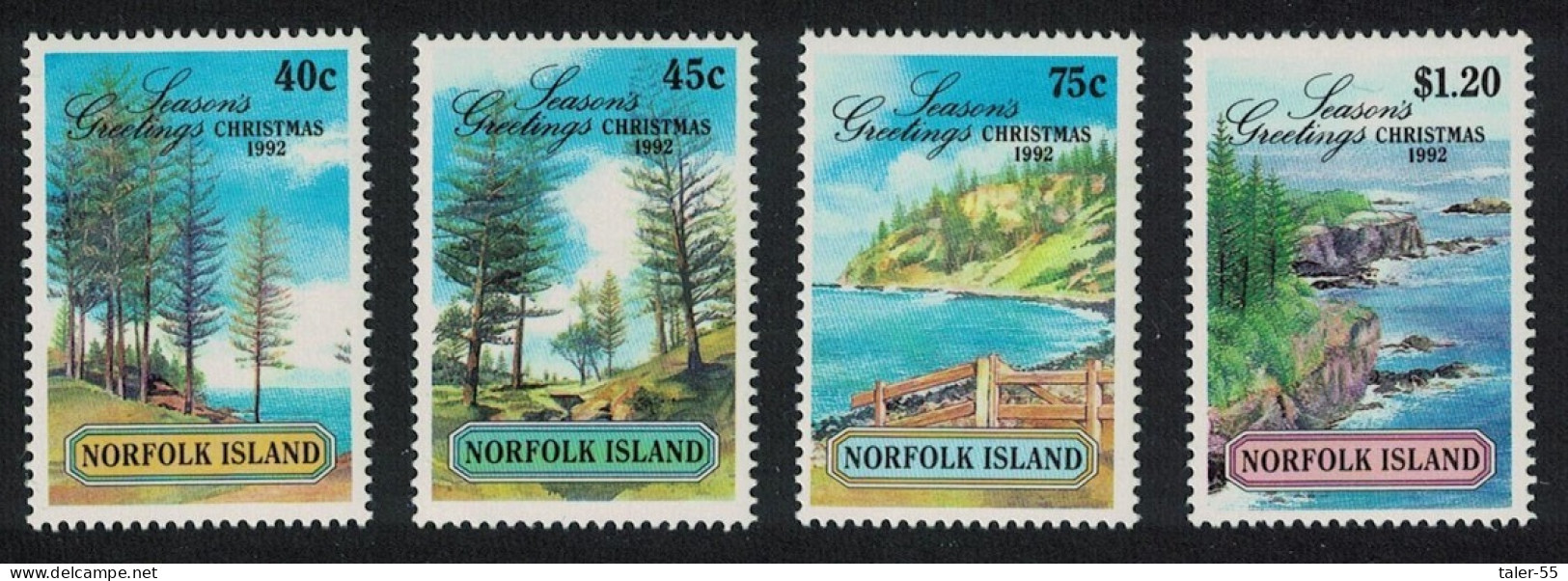 Norfolk Christmas Norfolk Pine Scenery 4v 1992 MNH SG#537-540 Sc#529-532 - Isla Norfolk