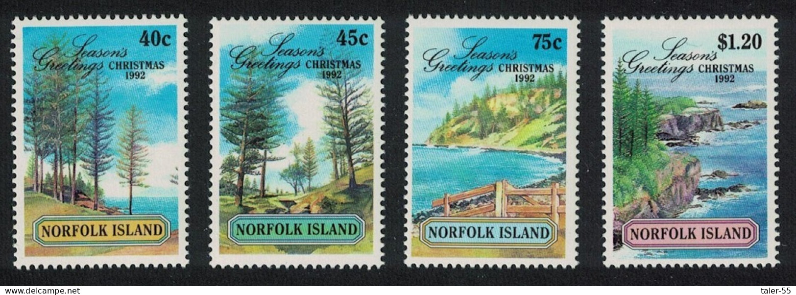 Norfolk Christmas Norfolk Pine Scenery 4v 1992 MNH SG#537-540 Sc#529-532 - Ile Norfolk