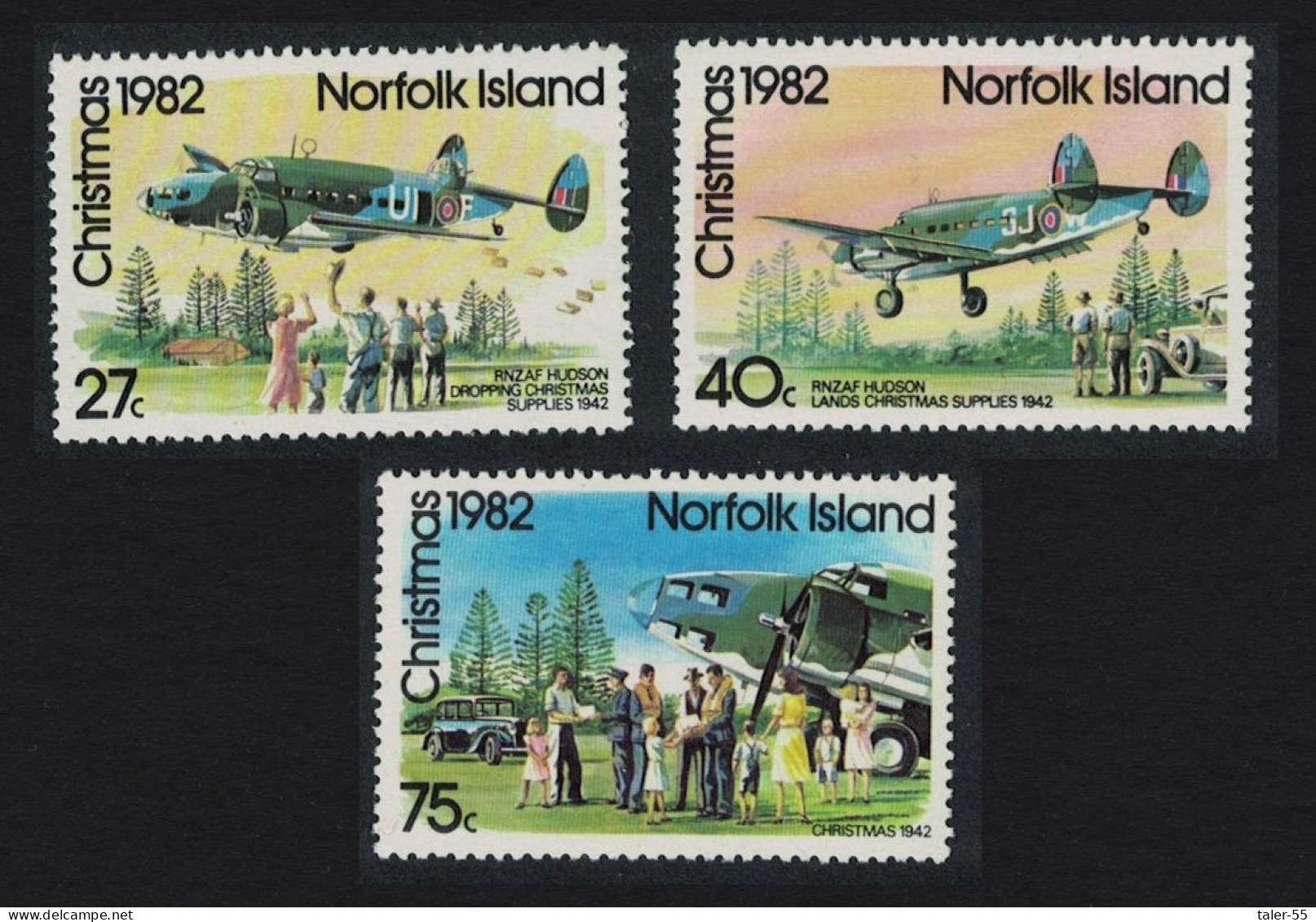 Norfolk Airplanes Christmas 3v 1982 MNH SG#293-295 Sc#299-301 - Isla Norfolk