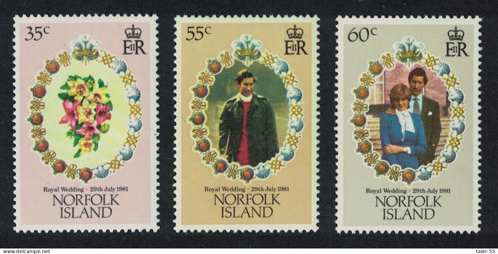 Norfolk Charles And Diana Royal Wedding 3v 1981 MNH SG#262-264 Sc#280-282 - Isla Norfolk