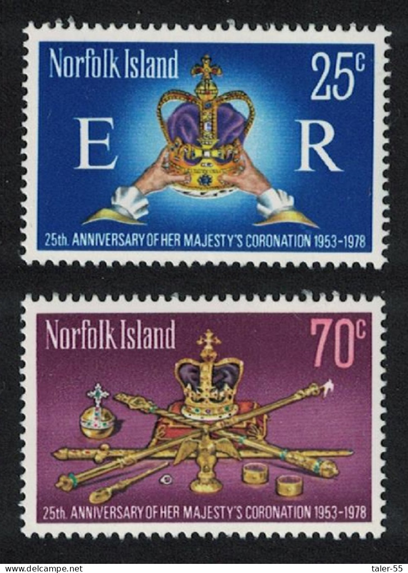 Norfolk 25th Anniversary Of Queen Elizabeth II's Coronation 2v 1978 MNH SG#207-208 Sc#229-230 - Norfolkinsel