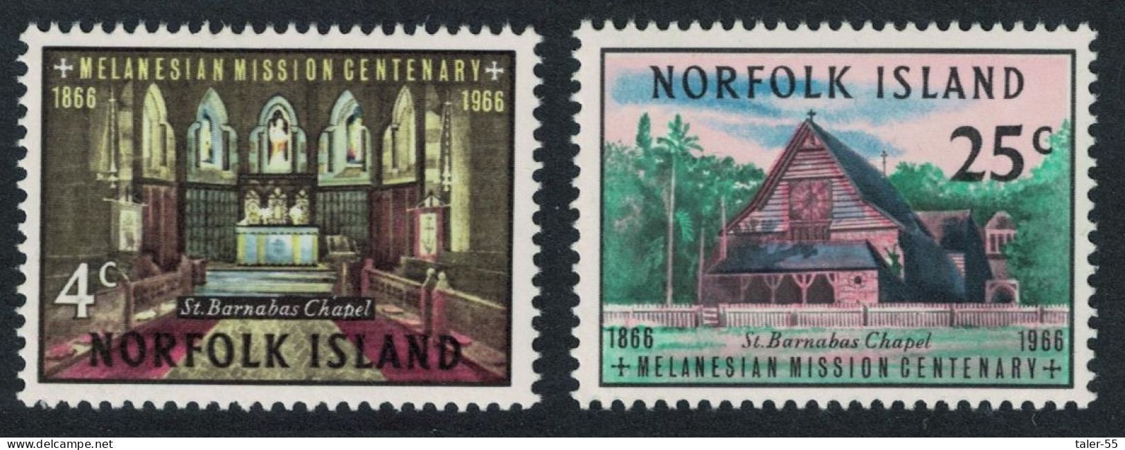 Norfolk Melanesian Mission 2v 1966 MNH SG#74-75 Sc#97-98 - Norfolk Eiland