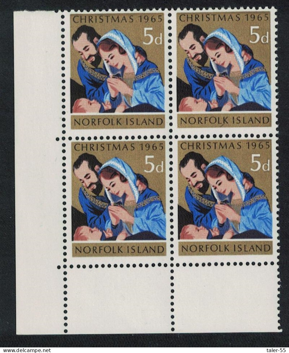 Norfolk Christmas SW Corner Block Of 4 1965 MNH SG#59 Sc#70 - Isla Norfolk