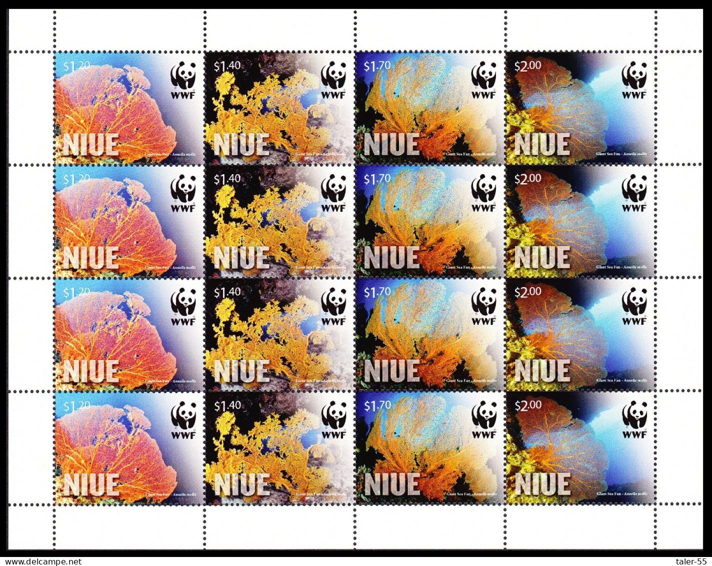 Niue WWF Giant Sea Fan Corals Sheetlet Of 4 Sets 2012 MNH SG#1089-1092 - Niue