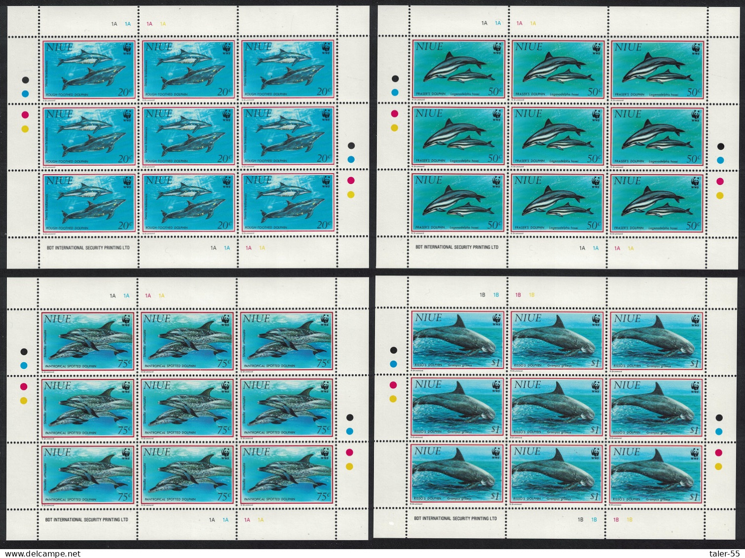 Niue WWF Pacific Dolphins 4v Sheetlets 1993 MNH SG#763-766 MI#822-825 Sc#651-654 - Niue
