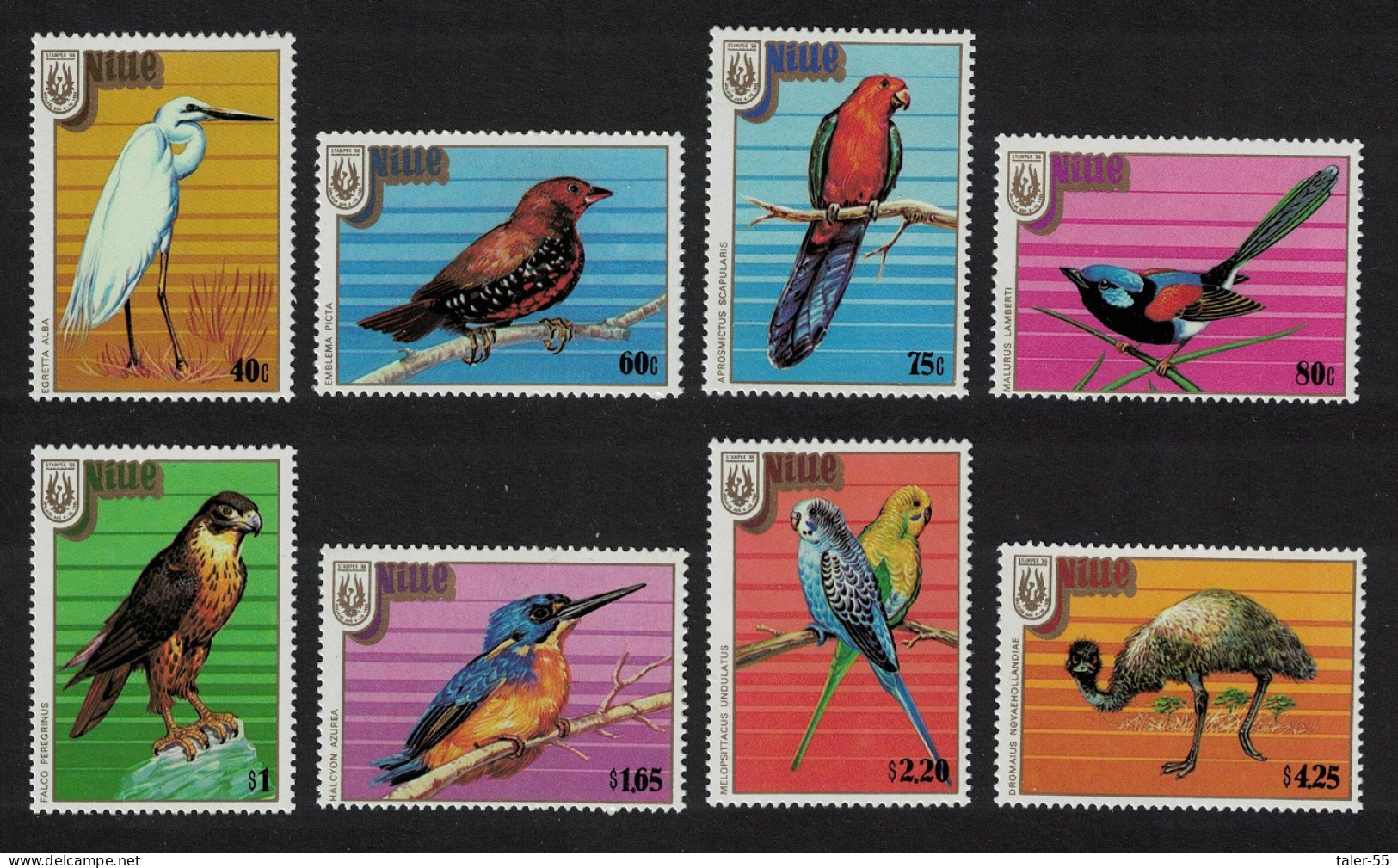 Niue Egret Finch Falcon Emu Birds 8v 1986 MNH SG#628-635 - Niue