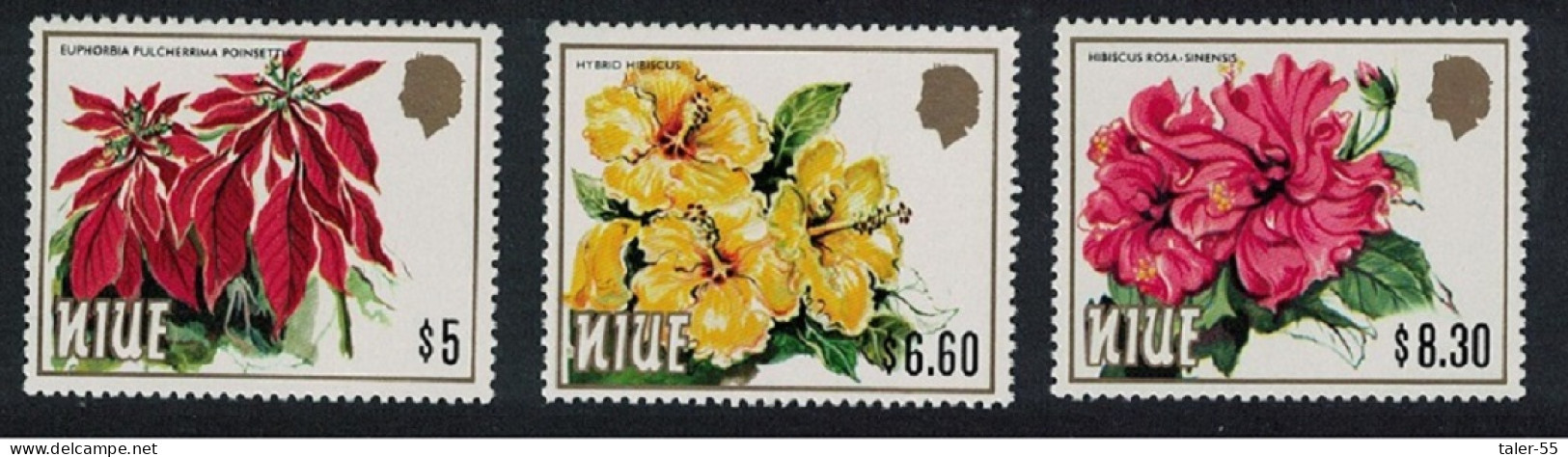 Niue Hibiscus Poinsettia Flowers 3 KEY VALUES 1984 MNH SG#540-542 - Niue