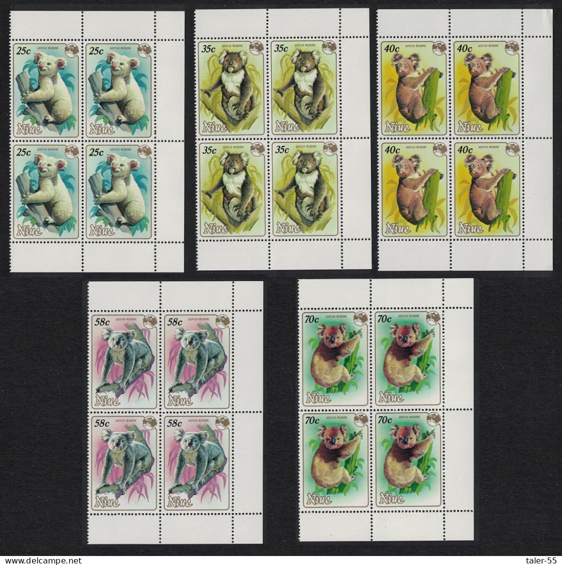 Niue Koala Bears 5v Blocks Of 4 1984 MNH SG#552-556 - Niue