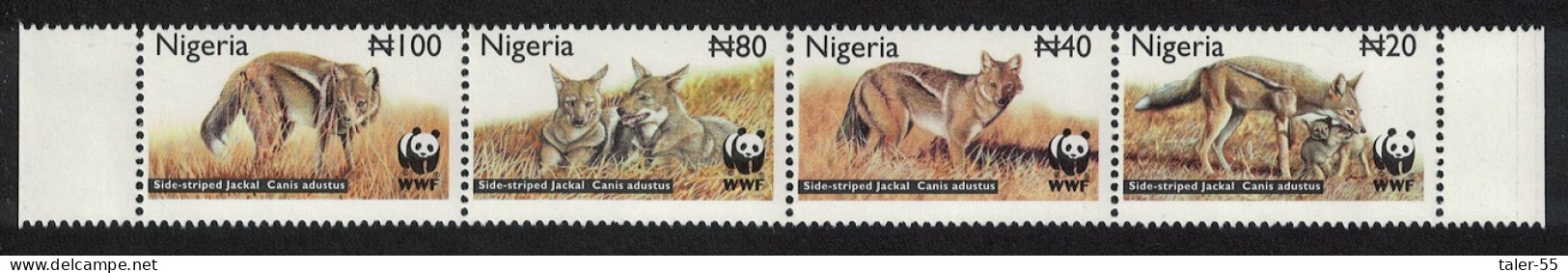 Nigeria WWF Side-striped Jackal Strip Of 4v 2003 MNH SG#809-812 MI#762-765 Sc#759-762 - Nigeria (1961-...)