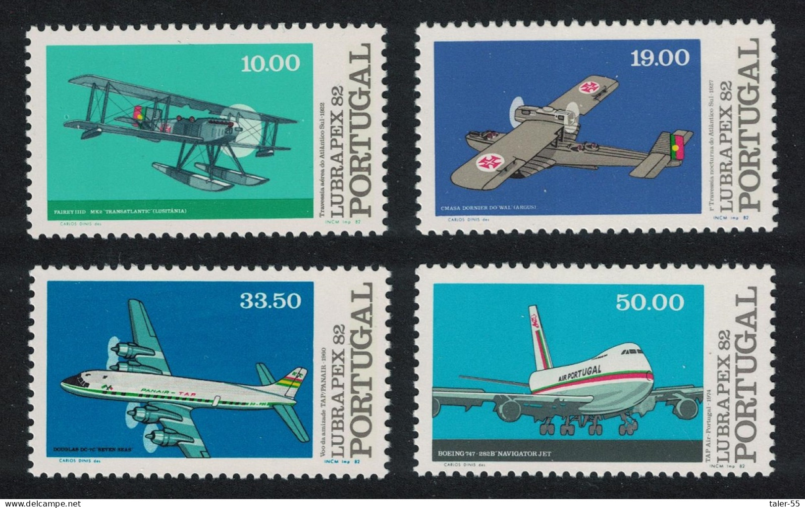 Portugal Airplanes And Aircrafts 4v 1982 MNH SG#1896-1899 - Neufs