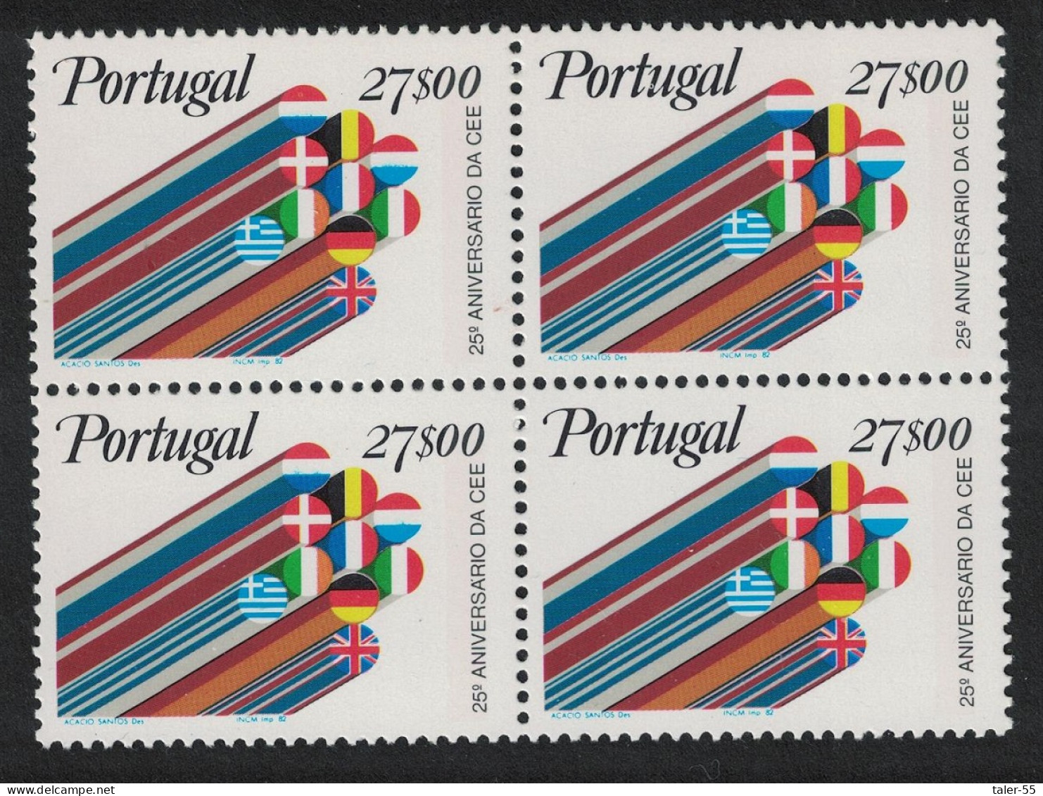 Portugal 25th Anniversary Of EEC Block Of 4 1982 MNH SG#1867 - Neufs