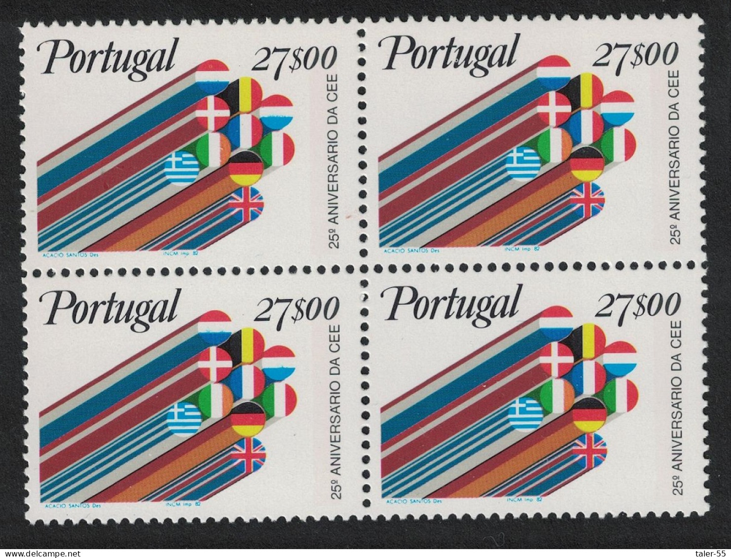 Portugal 25th Anniversary Of EEC Block Of 4 1982 MNH SG#1867 - Ungebraucht