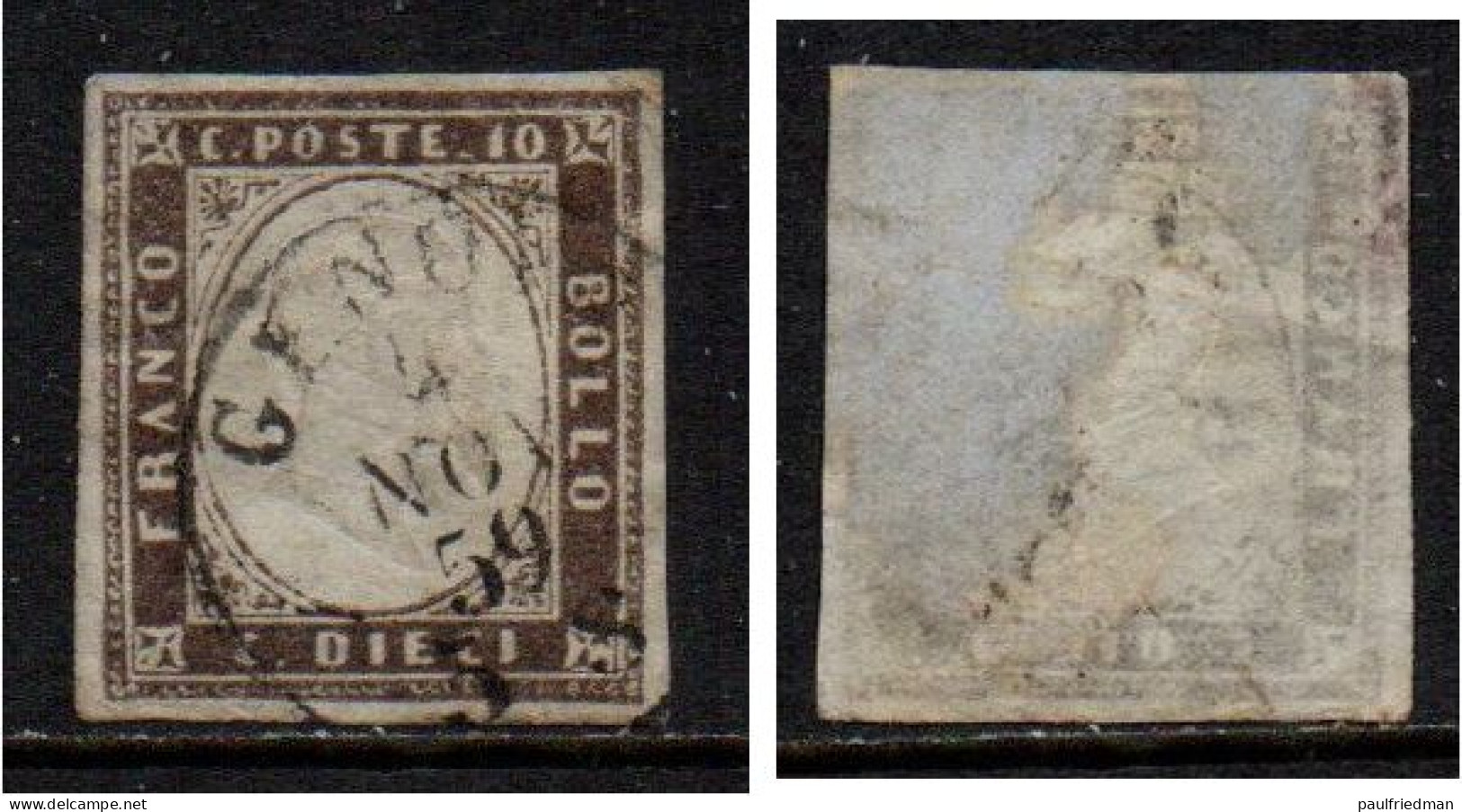 Sardegna 1855-63 - IV Emissione - 10 Cent. - Usato - Vedi Descrizione - Sardaigne