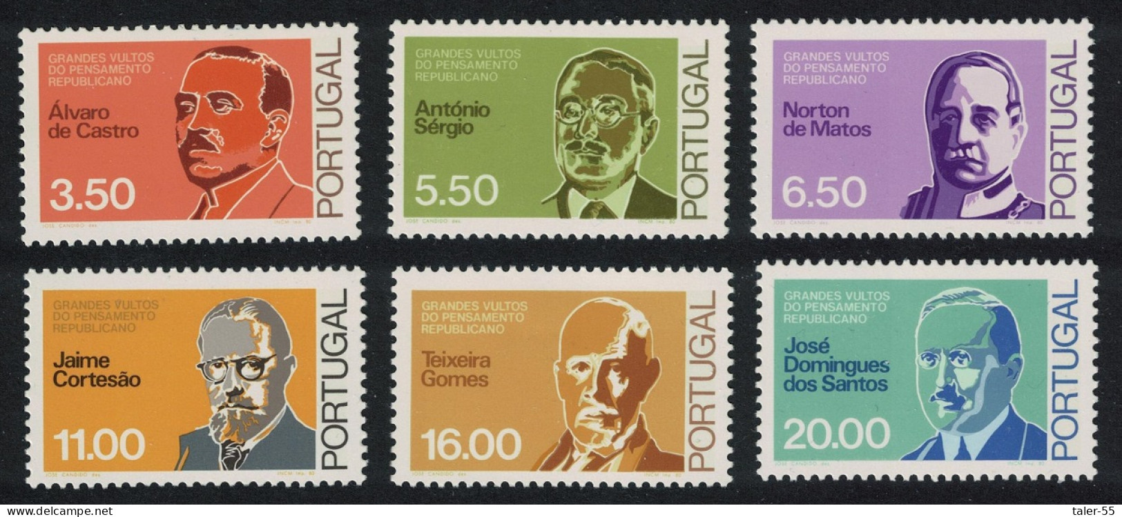 Portugal Republican Personalities 2nd Series 6v 1980 MNH SG#1787-1792 - Neufs