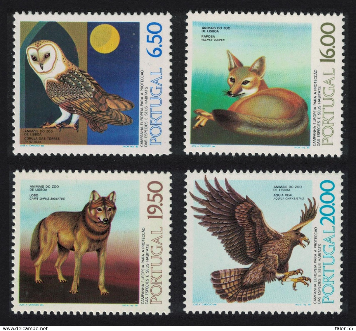 Portugal Owl Eagle Birds Fox Wolf Protection Of Species 4v 1980 MNH SG#1796-1799 MI#1490-1493 Sc#1462-1465 - Ungebraucht