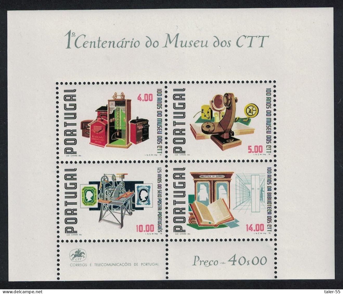 Portugal Cent Of Museum Of Telecommunications MS 1978 MNH SG#MS1741 MI#Block 25 - Unused Stamps