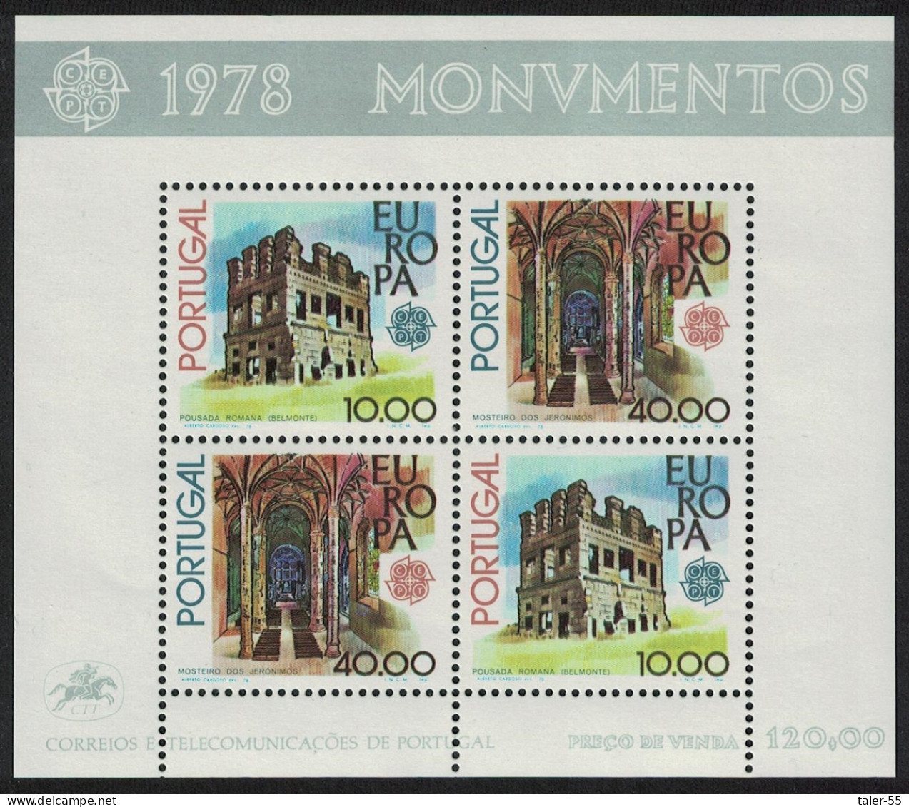 Portugal Europa CEPT Monuments MS 1978 MNH SG#MS1716 MI#Block 23 - Neufs