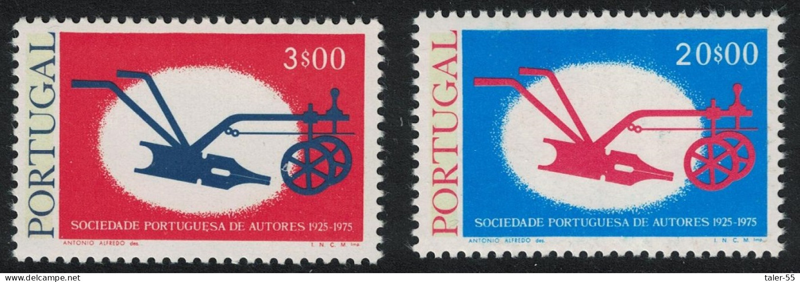 Portugal National Writers Society 2v 1976 MNH SG#1595-1596 - Unused Stamps