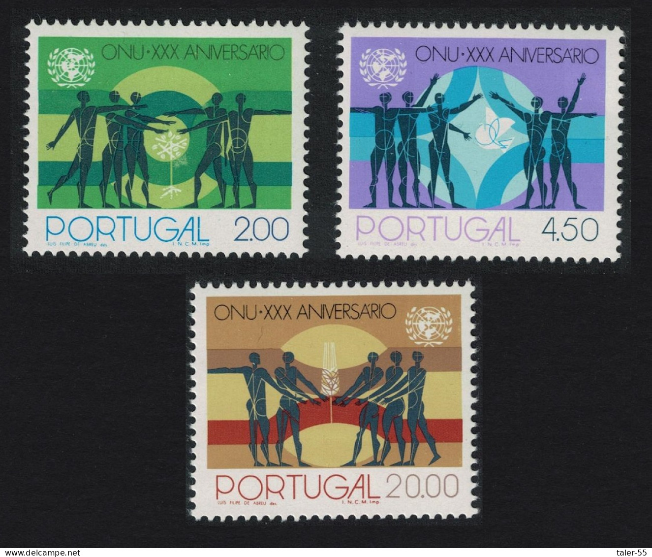 Portugal 30th Anniversary Of UNO 3v 1975 MNH SG#1577-1579 - Unused Stamps