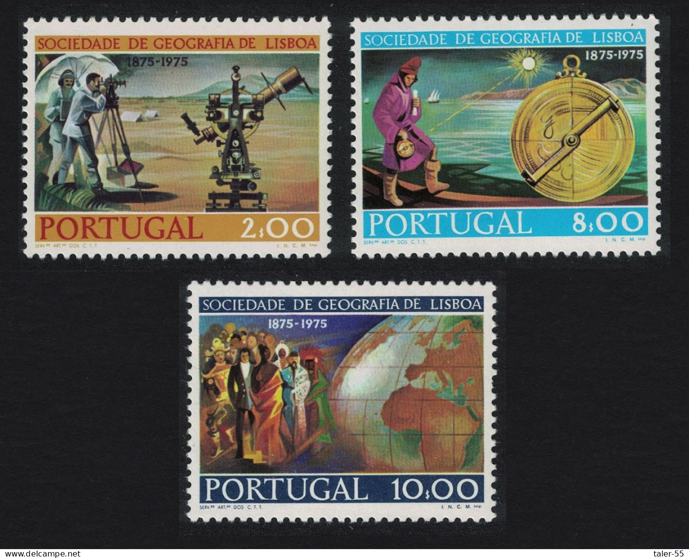 Portugal National Geographical Society Lisbon 3v 1975 MNH SG#1584-1586 - Unused Stamps