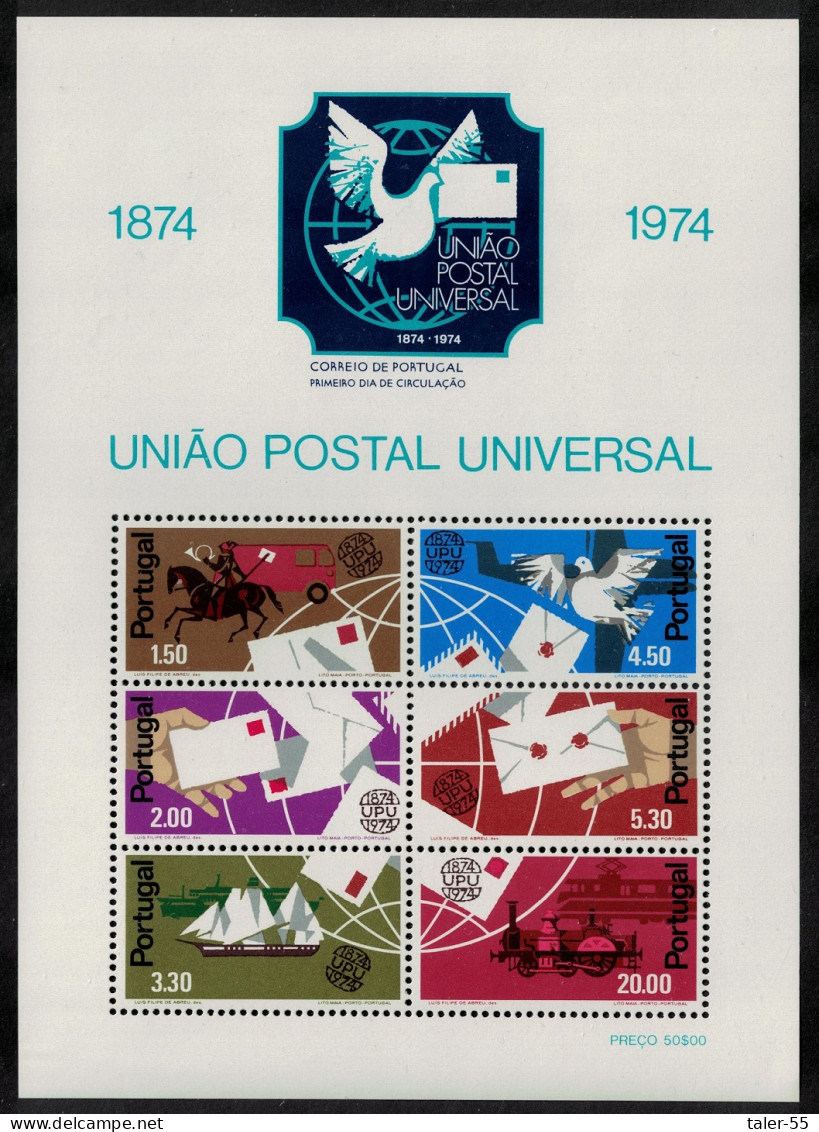 Portugal Birds Horses Ship Centenary Of UPU MS 1974 MNH SG#MS1542 - Neufs