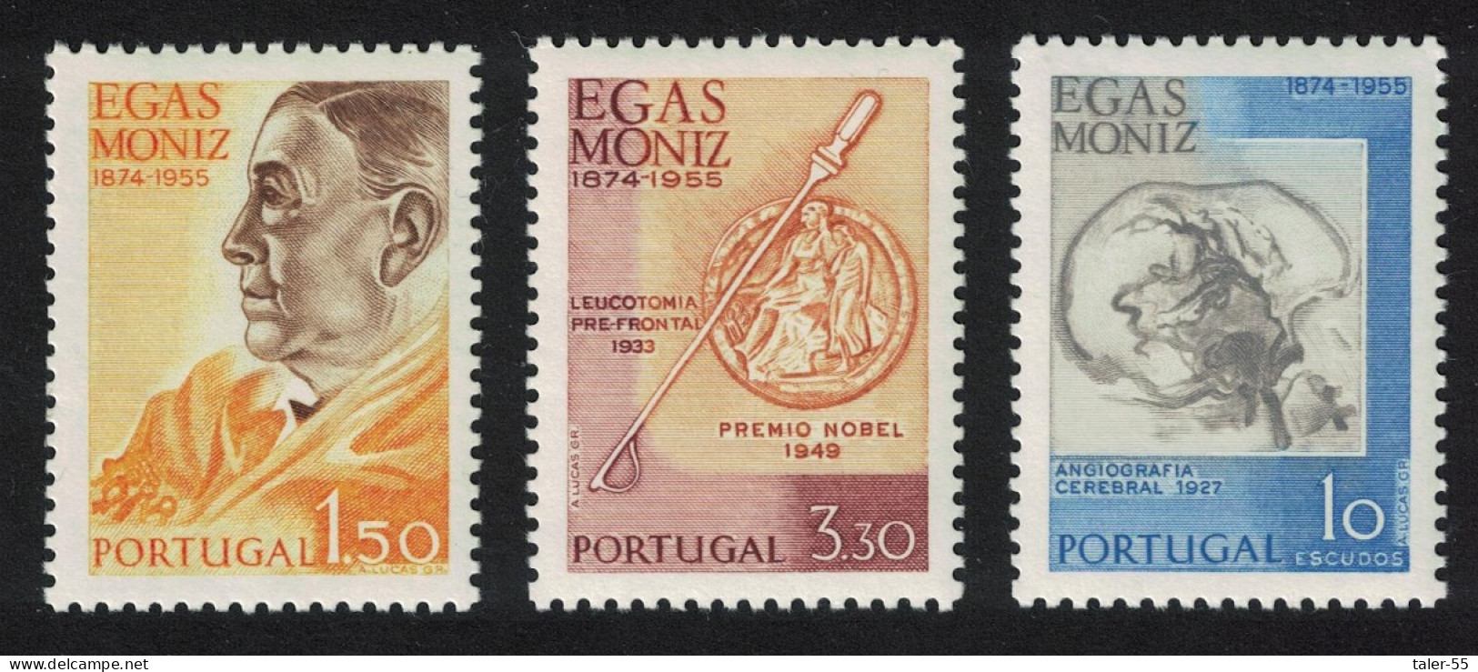 Portugal Birth Centenary Of Professor Egas Moniz Brain Surgeon 3v 1974 MNH SG#1558-1560 - Neufs