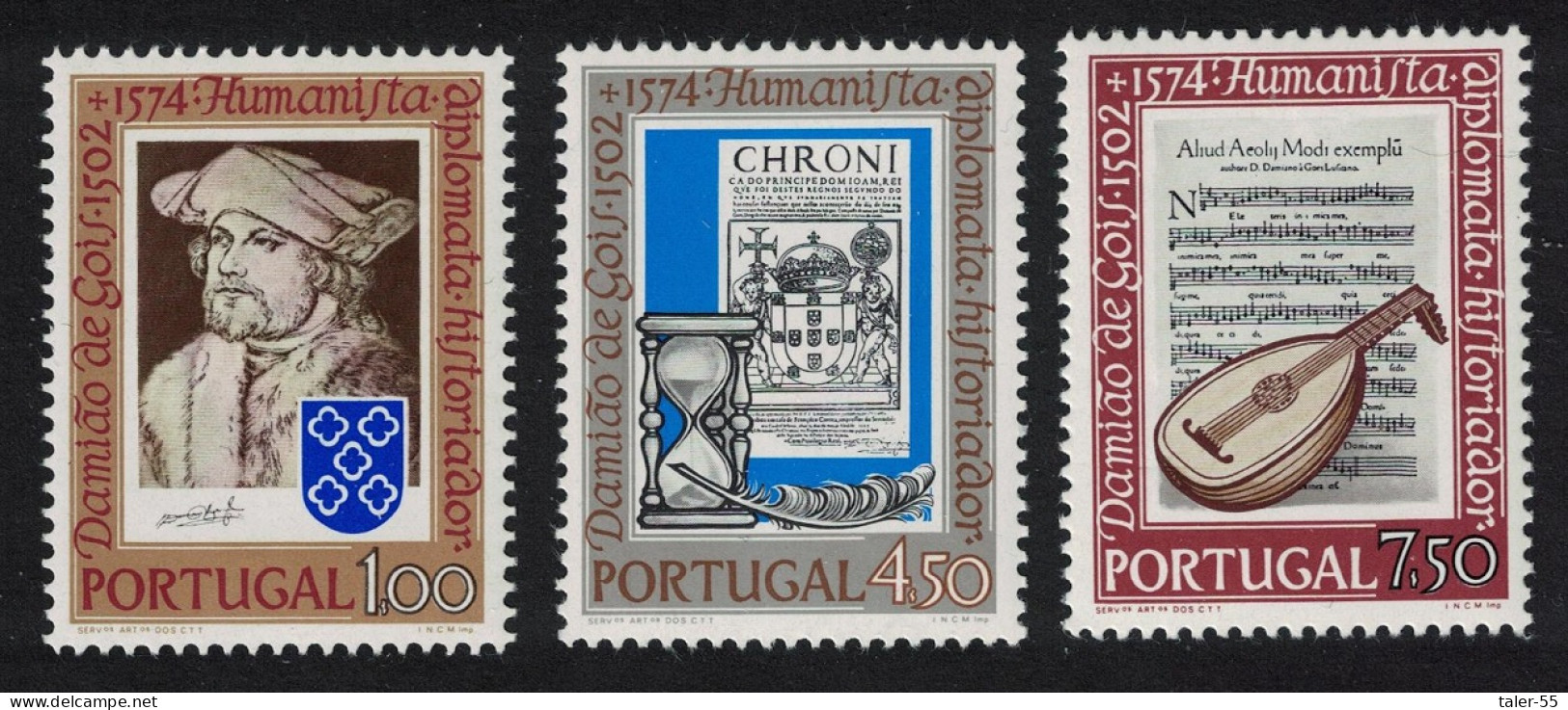 Portugal Music Damiao De Gois Scholar And Diplomat 3v 1974 MNH SG#1524-1526 - Unused Stamps