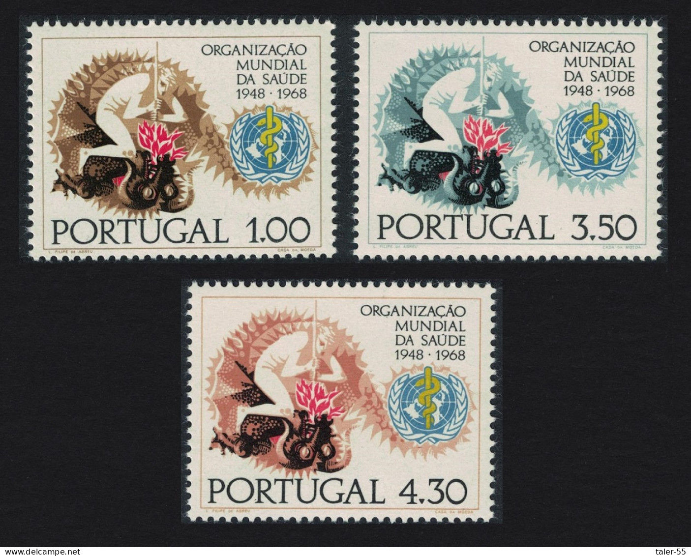 Portugal Medicine 20th Anniversary Of WHO 3v 1968 MNH SG#1343-1345 - Neufs