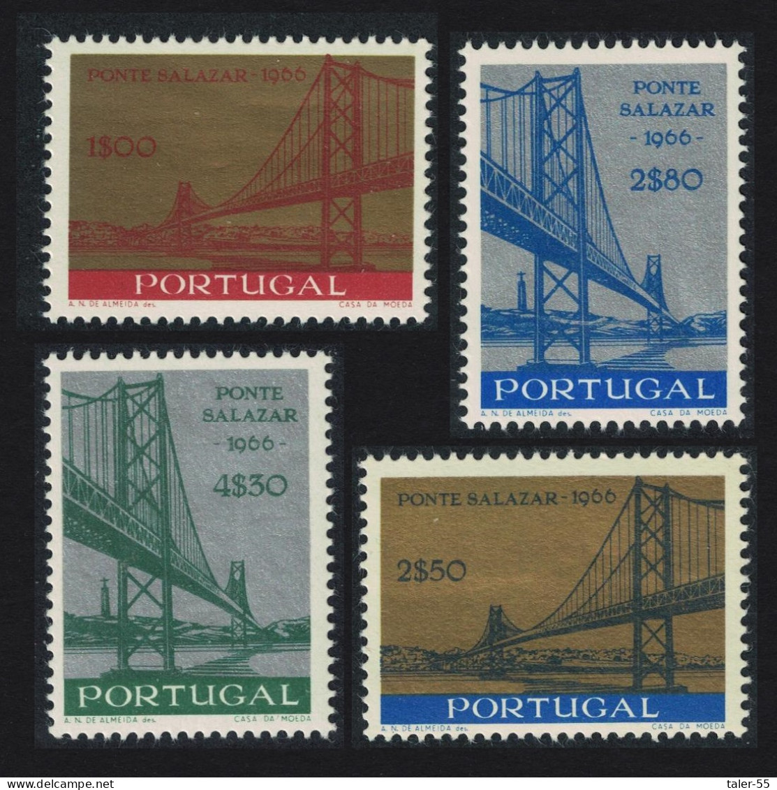 Portugal Inauguration Of Salazar Bridge Lisbon 4v 1966 MNH SG#1294-1297 - Nuevos