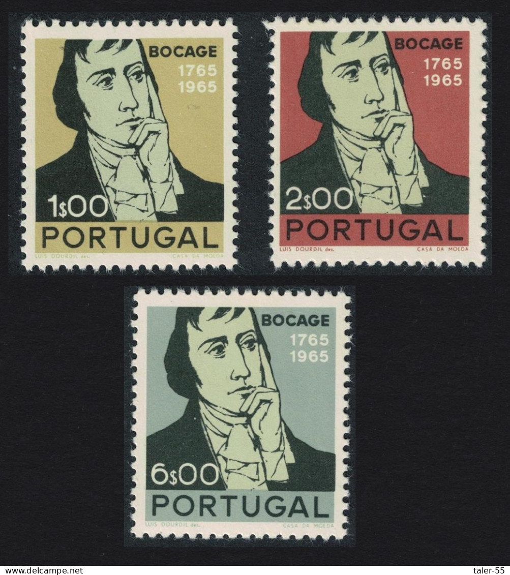 Portugal Birth Bicentenary 1965 Of Manuel M B Du Bocage Poet 3v 1966 MNH SG#1309-1311 - Neufs