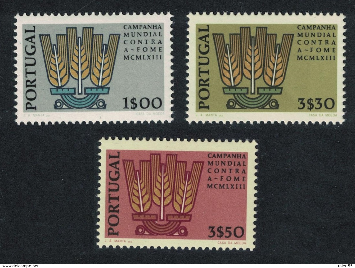 Portugal Freedom From Hunger 3v 1963 MNH SG#1221-1223 - Unused Stamps